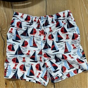 Janie & Jack Sailboat Print Swim Shorts